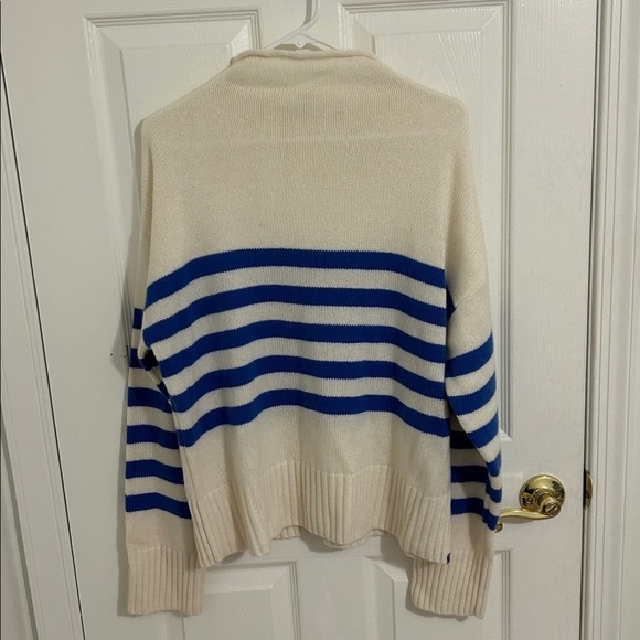 Kule The Lucca Roll Neck Sweater In Blue Cream Striped Nautical New Size Large - Picture 3 of 11